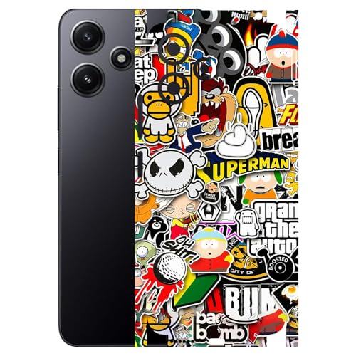Image of AtOdds - Full Body Back Screen Guard Protector Film - Lamination Wrap Skin Sticker Compatible with REDMI 12 (5G) | Scratchproof Matte Finish (Design - Sticker Bomb)
