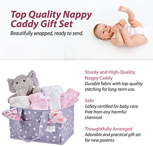 Newborn Baby Gifts Nappy Caddy Set  Washable Multi-Functional Pink Caddy Bag to Store and Organise Baby Essentials Like Nappies, Wipes, Cream, Toys, Bottles, Bottle Warmer, etc.