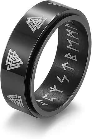 8mm Celtic Triangle Knot Band Spinner Rings, Nordic Viking Symbol Rings ...