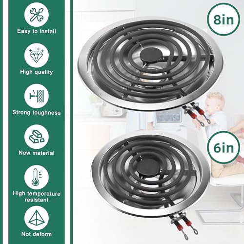 Silver Burner Drip Pans 316048414(6")316048413(8") Electric Stove Burners MP15YA(6") MP21YA(8")330031 Surface Element Receptacle Compatible for Frigi-daire Ken-more Cro-sley Tap-pan by MIFLUS by MIFLUS - Image 8