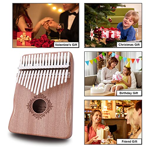 Wellerly 17 Key Kalimba Thumb Piano - Mbira Likembe Sanza Finger Piano - Superior Mahogany Made - Portable Marimba Musical Instrument Gifts For Kids And Adult Beginners To Professionals - Wood Color #TOP5