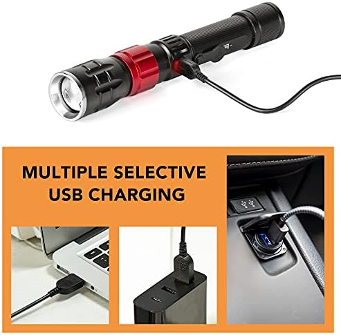 POPULO 3 in 1 Led Work Lights with Magnetic Base, LED Flashlight with Flexible Gooseneck and Slim Bar Light, 400 Lumens Rechargeable Flashlights for Household, Camping and Car