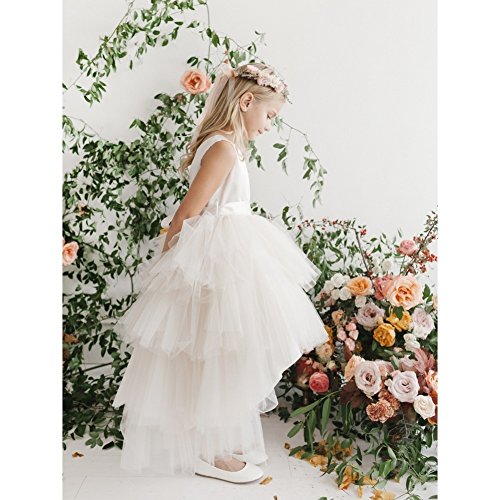 Little Girls Ivory Hi-Low Multi Level Ruffle Tutu Flower Girl Dress 42