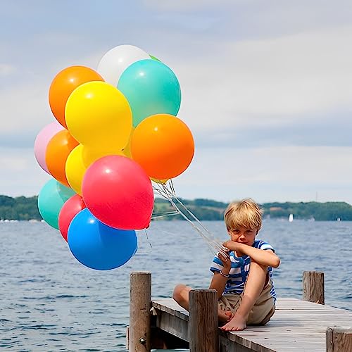 Image of Voircoloria 120pcs Colorful Balloons 12inch Rainbow Latex Balloons for Boys Girls Birthday Baby Shower Gender Reveal Wedding Decorations