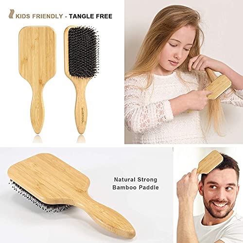 Bestool Hair Brush, Boar Bristle Hair Brushes For Women Men Kid, Boar & Nylon Bristle Brush For Wet/Dry Hair Smoothing Massaging Detangling, Everyday Brush Enhance Shine & Health (Square) #TOP4