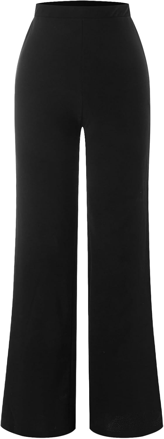 Women's Wide Leg Dress Pants Elegant High Waisted Work Business Casual Trousers