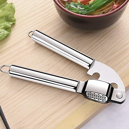 Garlic Press Stainless Steel Professional Kitchen Ginger Crusher Mincer Heavy Duty Presser Squeezer Garlic Chopper Rust Proof & Dishwasher Safe for Kitchen and Restaurant