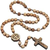 Terço Imbuia Quadrado 10MM São Bento católico religioso