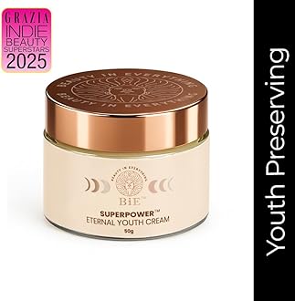 BiE Superpower - Eternal Youth Cream | Anti-Aging Cream with Squalane, Almond Oil & Ginseng Stem Cells | Reduces Wrinkles & Fine Lines | Unisex | For All Skin Types | 50gm