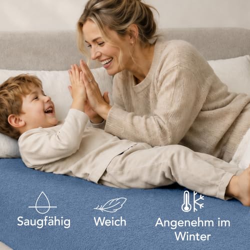 Dreamzie Spannbettlaken 90x200 Hellblau - Frottee 80% Baumwolle, Oeko-Tex – Ansicht 4
