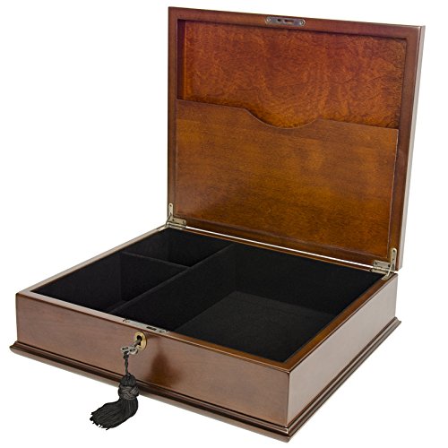 Arolly Large Romeo Memory Keepsakes Box Organizer Mahogany Wood Finish For Photo Album Cd Dvd Usb & Other Valuables #TOP2