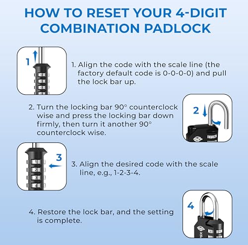 XShield 4-Digit Combination Padlock, Black, Pack of 3 - Image 4