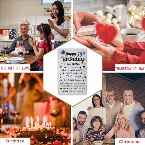 Levole 50th Birthday Gifts for Men, 50 Year Old Gift Ideas, 50th Birthday Decorations for Dad, 50th Birthday Gifts for Husband, Metal Birthday Cards for 50 Year Old Men3