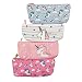 MOMOONNON 4PCS Cute Unicorn Cartoon Zipper Pencil Case Pouch Pen Holder Makeup Bag Organizer Canvas Stationery Storage Bag for Kids Girls