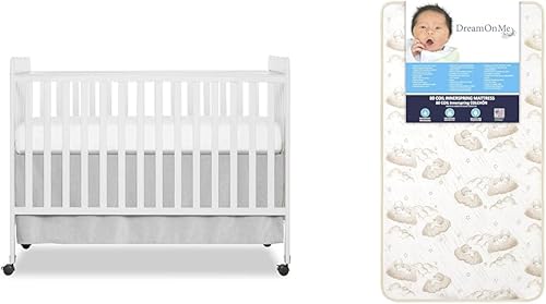 Carson Classic Cuna convertible 3 en 1 en espuma blanca 2 en 1 transpirable Crepúsculo de 5 pulgadas con resorte de bobina para cuna y colchón de