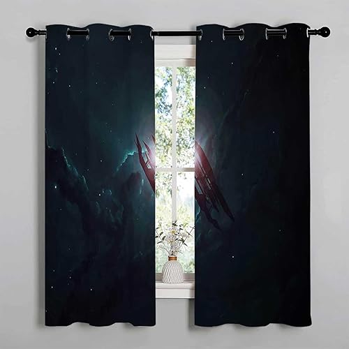 Miniatura 3 de Cortinas para Habitacion Blackout Universe Planet Thermal Door Curtain Drapes 63Inch Width by 63Inch Length,2 Panels