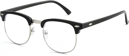 Gafas de bloqueo de luz azul para mujeres y hombres clásicas semi sin montura falsas Nerd anti rayos azules para computadora