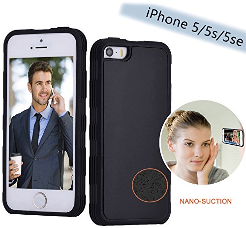 Feceir Anti Gravity Selfie Case for iPhone 6/6S (4.7 inch), Hands Free Nano Suction Stick to Glass, Tile, Car GPS, Most Smooth Surface (5/5S/SE)