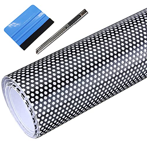 NewL, Pellicola Adesiva in Vinile Perforata per Auto, casa, Finestra, con Coltello + Raschietto Blu (40 cm x 107 cm)