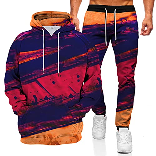 Ensemble sweat à capuche et pantalon à impression 3D abstraite