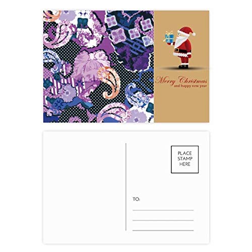 Cartes postales Père Noël violet motif abstrait lot de 20 cartes de vœux originales