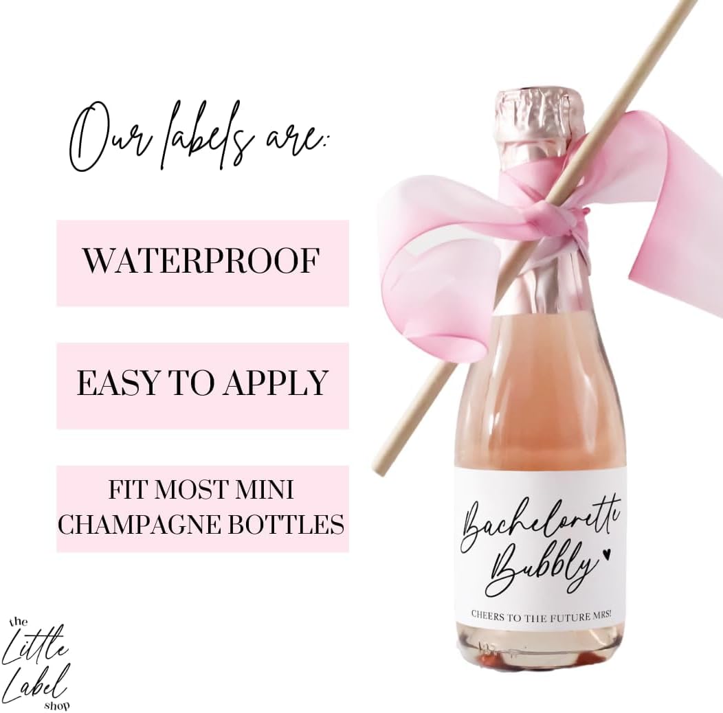 Mini champagne labels for Bachelorette, party favors for Bacehlorette, mini champagne stickers