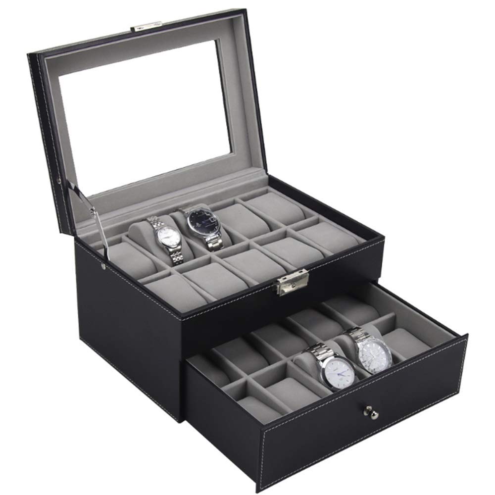 Cajas de Relojes Cuero de la PU 20 bits Caja reloj Embalaje caja almacenamiento para Cumpleaños Navidad