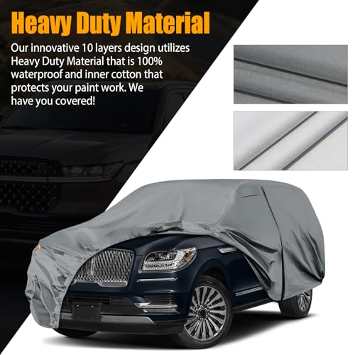 Image of Waterproof Premium Car Covers Replace for 2007-2025 Ford Expedition EL /MAX and Lincoln Navigator L, 10 Layers Heavy Duty All Weather Car Cover with Zipper Door for Snow Rain Dust Protection