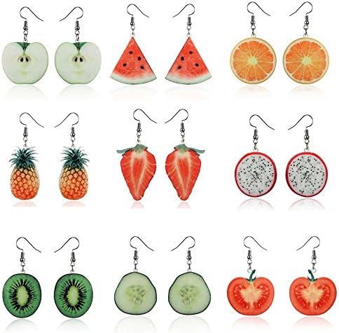 Fashion Drop Dangle Earrings Sets,Trendy Statement Creative Funny Cute Acrylic Fruit Earrings Sets For Women Girls