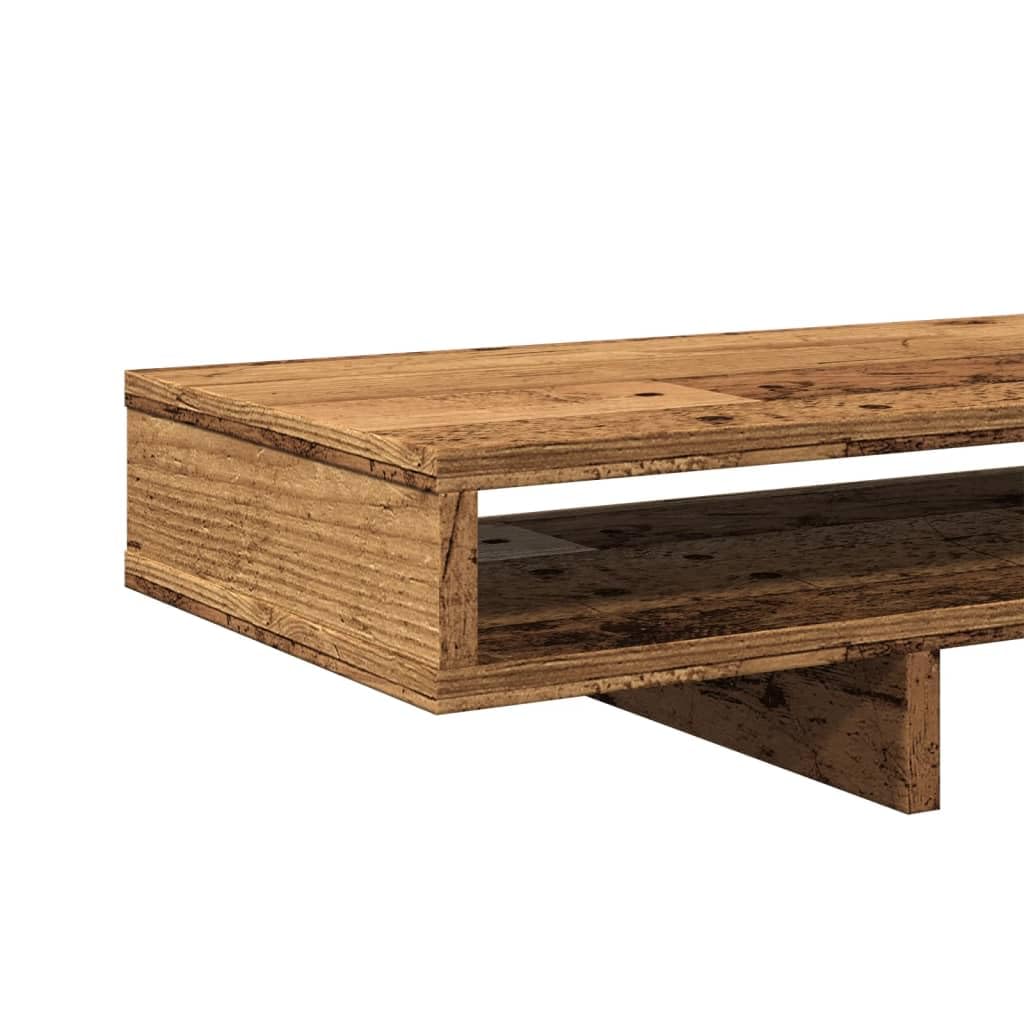 Mangloder - Supporto per monitor, effetto legno anticato, 100 x 27 x 15 cm, per lavorare ergonomicamente in casa e in ufficio, con spazio di archiviazione, gestione dei cavi e capacità di carico