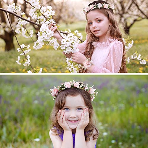 Foto von Taumie Blumenkranz Blume Krone Stirnband, Blumen Stirnbänder Kopfschmuck Haarbänder Floral Girlande, Damen Mädchen für Festival Party Hochzeit Strand