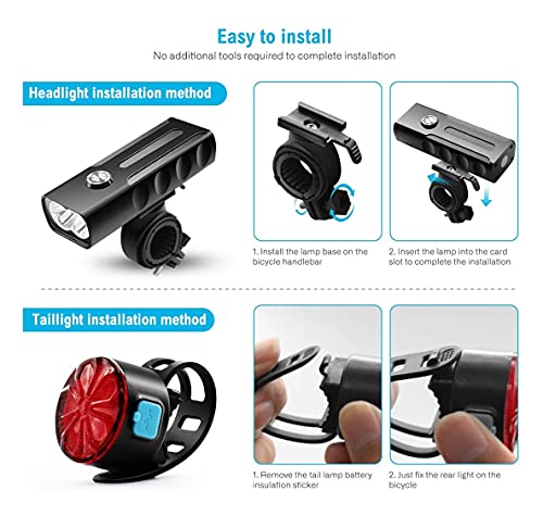 Conjunto de luces de bicicleta IPX5 impermeables para evitar accidentes sin batería 7