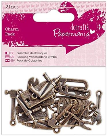 Papermania Metal Charm Embellishments, Brass Colour, One Size
