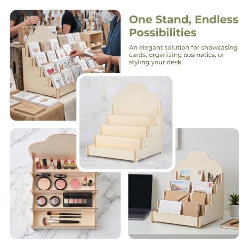 Soporte expositor de tarjetas de felicitación de madera escalonada 8