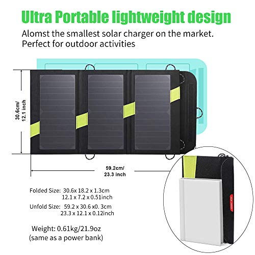 X-Dragon Monocrystalline Portable Solar Panel 20W Dual Usb Ports (5V2A,Overall 3A) Foldable Solar Charger For Portable Laptop Cellphone, Notebook, Tablet, Camping (5V 20W) #TOP3