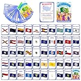 50PCS America State Flag Flash Cards for Kids Waterproof USA State Flag Flashcards U.S. State Flag Education Flashcards United States State Flag Educational Learning Card