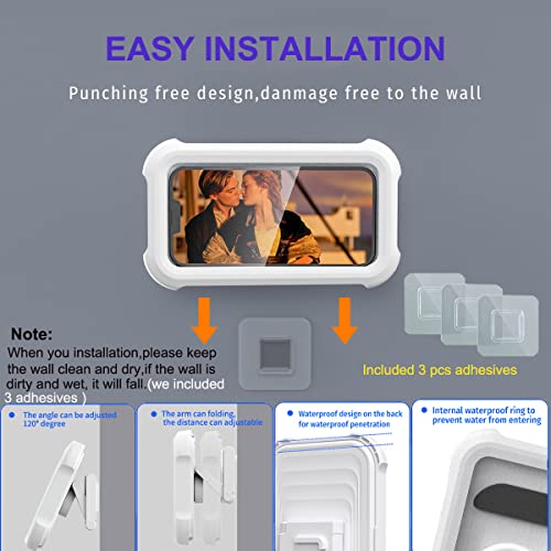 Cymtkbr Shower Phone Holder Waterproof 480° Rotating Wall Phone Holder Mount With Hd Touch Screen Guardian Phone Up To 7Inch For Iphone 13 12 Pro 11 Xr Max Samsung Galaxy S21 #TOP4