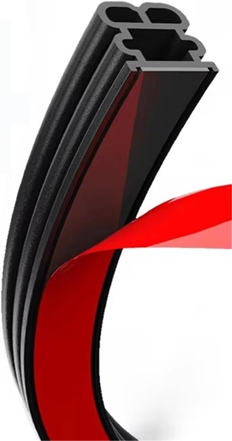 Double-Layer Car Door Seal Strip Rubber Self-Adhesive Auto Door/Hood/Trunk Protector Sticker Anti Scratch Sealing Strip(Large 5m)