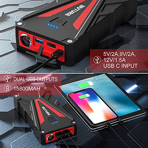 Car Jump Starter, BUTURE 1200A Peak 15800mAh Portable Car Battery Starter (up to 7.0L Gas/6.0L Diesel Engines) Auto Battery Booster Pack with Smart Safety Jumper Cable, Fast Outputs 3.0 - Thumbnail 4