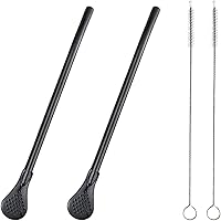 Vista 1 de 2 filtros de cuchara de acero inoxidable con 2 cepillos de limpieza, cuchara de té reutilizable para té suelto, paja de yerba mate, pajitas