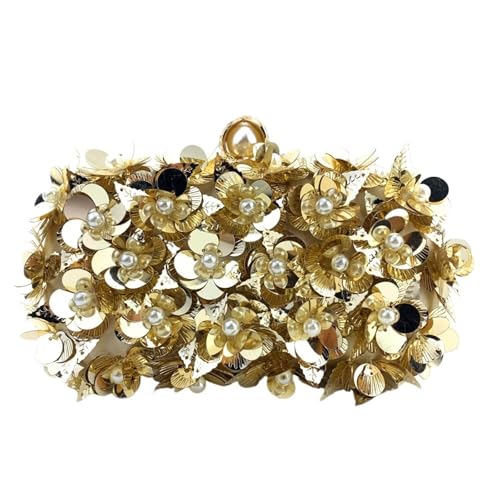 Pochette à paillettes et fleurs dégradées pour robe de dîner chic