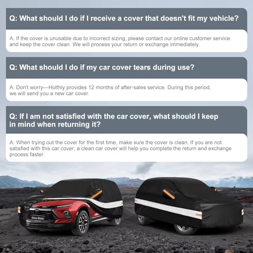 Image of 10 Layers SUV Car Cover Custom Fit for Chevrolet Chevy Blazer (2019-2026), Waterproof All Weather for Automobiles, Outdoor Full Cover Sun Dust Rain Protection with Cotton. Black