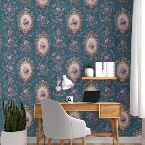 Image of PAPER PLANE DESIGN Vintage Floral Vinyl Self Adhesive Wallpaper Peel & Stick, Waterproof, Stain-Proof & Easy to Clean | 16 in X 90 in, Decor for Bedroom, Hallway, Living Room (E)