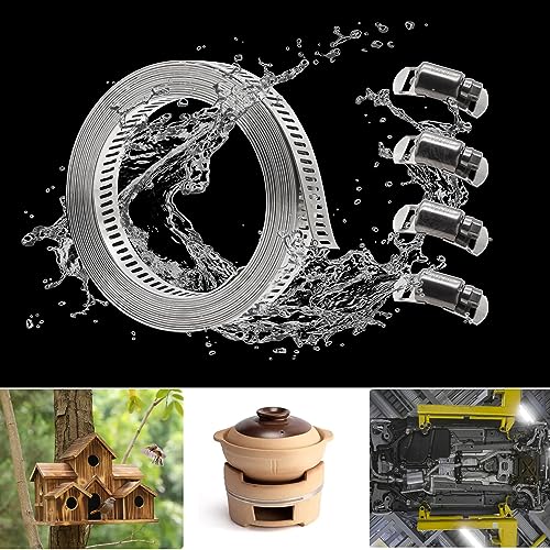 Dianrui K-M1-058-15 Diy Hose Clamps 12Ft 304 Stainless Steel Metal Strap + 8Pcs Stronger Fasteners Assortment Kit Large Adjustable Pipe Clamps Band Clamp thumb #5