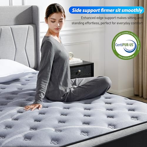 LegacyAmerhome 12 Inch Full Size Mattress, Memory Foam Hybrid Mattress Full in a Box, Pocket Springs for Pressure Relief, Medium Firm, Fiberglass Free, 100-Night Trial, CertiPUR-US, 75\" x 54\" x 12\" - Thumbnail 7