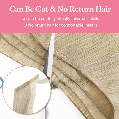 Image of GOO GOO Genius Weft Hair Extensions Human Hair, Sew In Weft Extensions, Seamless Blend & No Bulk Flat, Natural Volume for Women, 18ET90A Natural Blonde Balayage 14 Inch 50g