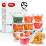 Orgtiv 60 Pack 16oz Plastic Deli Containers with Lids, Food Storage Containers, To Go Containers for Meal Prep, Freezer & BPA-free