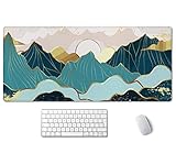 SSOIU Gold Mountain - Alfombrilla de mouse de 35.5 x 15.7 pulgadas, XXL, alfombrilla de mouse de escritorio completo, base de goma antideslizante, impermeable, grande, con bordes cosidos para juegos y