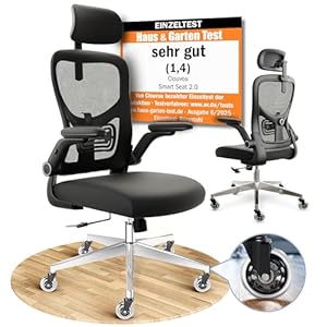 CLOUVOU SmartSeat Bürostuhl Ergonomisch [TESTSIEGER] Schreibtischstuhl 100% individuell einstellbar | Büro Stuhl & Gaming Stuhl | Computerstuhl Home Office Chair Ergonomic | Drehstuhl 150 kg