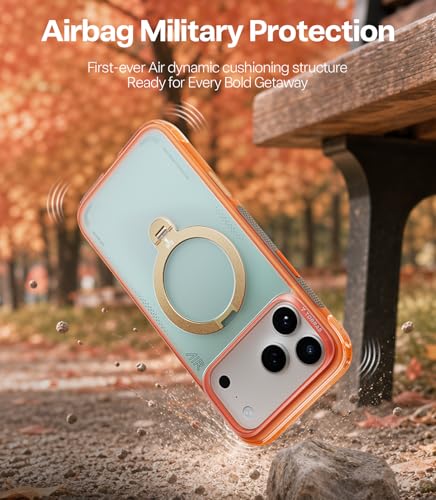 Image of TORRAS Ostand Q3 Air for iPhone 17 Pro Case with 360 Magnetic Stand, Fit for MagSafe, Mil-Grade Drop Tested, Camera Control Button, Shockproof Phone Case for iPhone 17 Pro 6.3 inch, Blush Sage